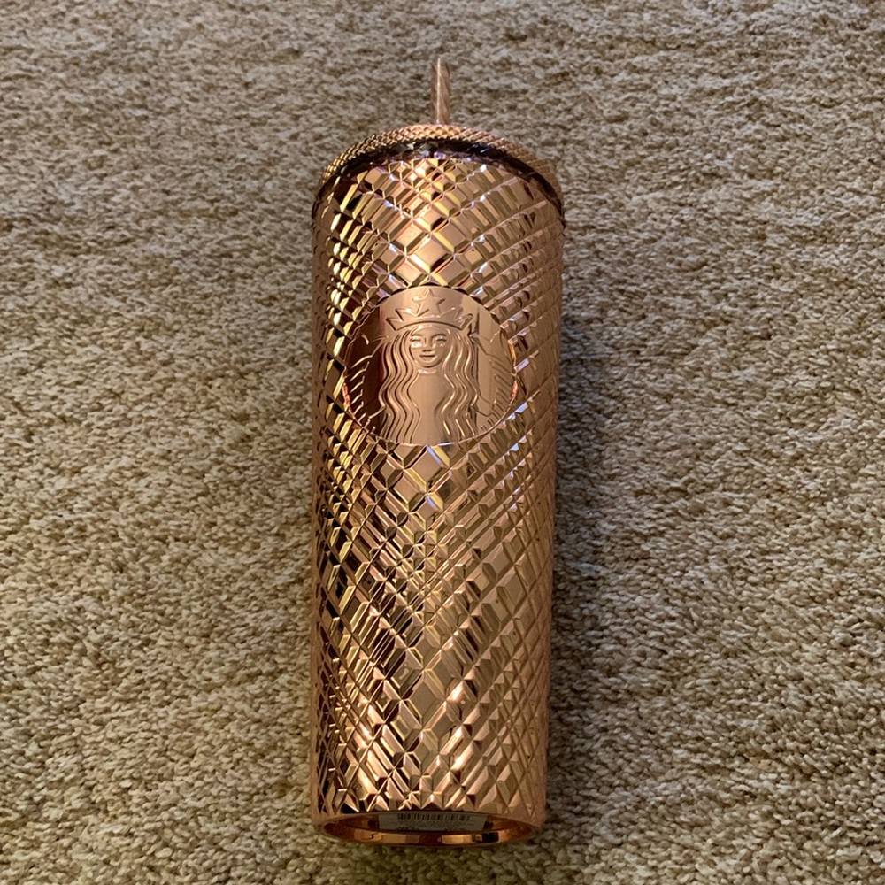 Starbucks Tumbler Chrome Rose Gold Jeweled Holiday 2023 Venti 24oz New